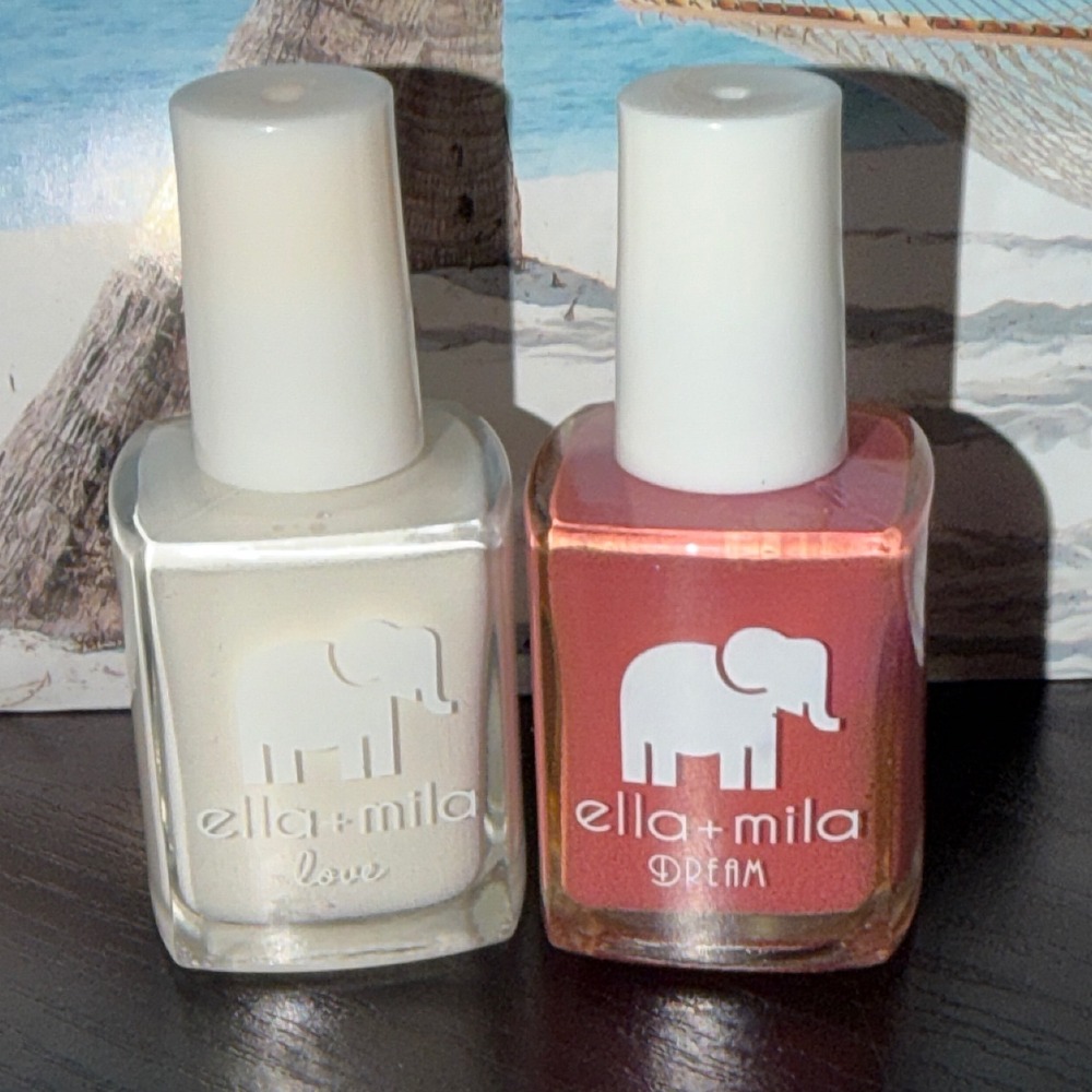 Ella + Mila Nail Polish Duo Pure Love White & Time for a Bond Fire Coral Pink